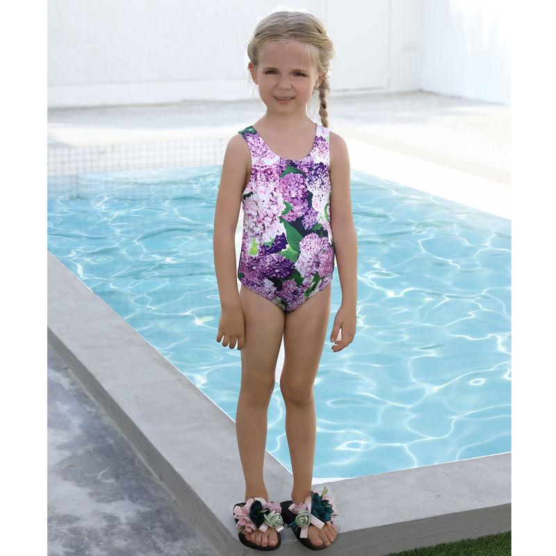 2023 China Factory Customized Girls One Piece Swimsuit Floral Swimsuit
