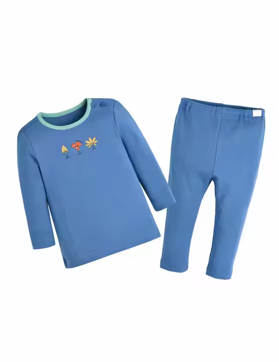 Kids wear pajamas 2 pcs set pajamas embroidery plain color heavy gsm winter style pajamas