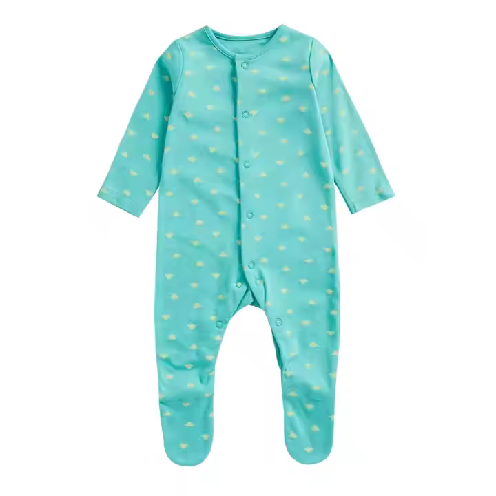 Print cotton baby zipper footie pajamas for easy diaper changes