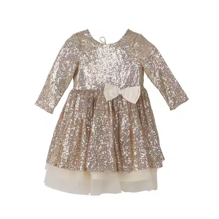 Custom European style kids clothing musical design fashion bling kids girls party dress sequin tutu dress