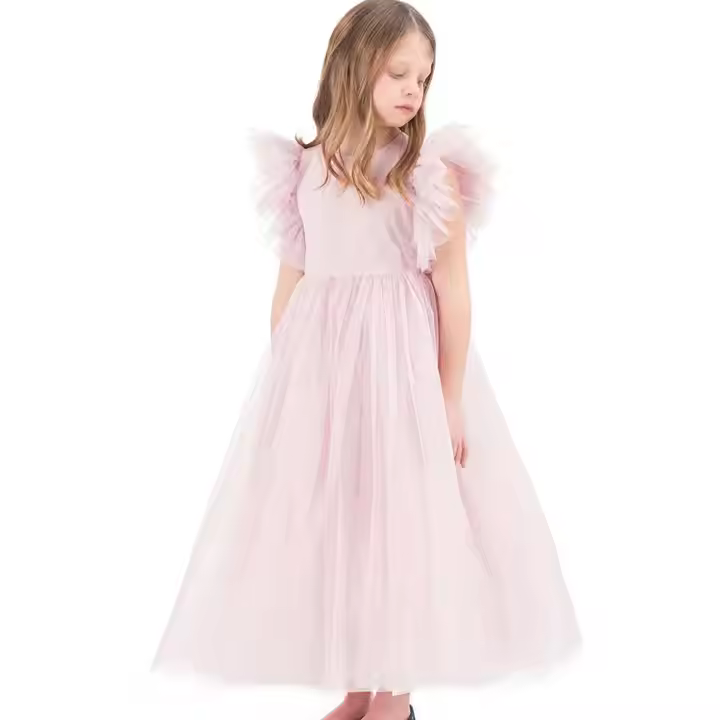 European style lovely girls dress flower girls long dress chiffon designs