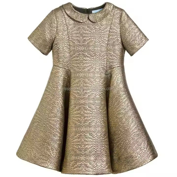 Children Baby Girls Dress Formal Style Nylon Fabric Vintage Short Sleeve Princess Party Birthday Dresses