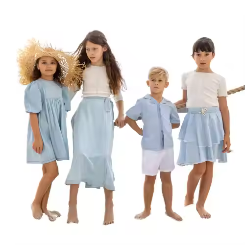 Custom family brother sister matching clothing children kids clothes denim boys shirts teenage girls skirts little girls dresses