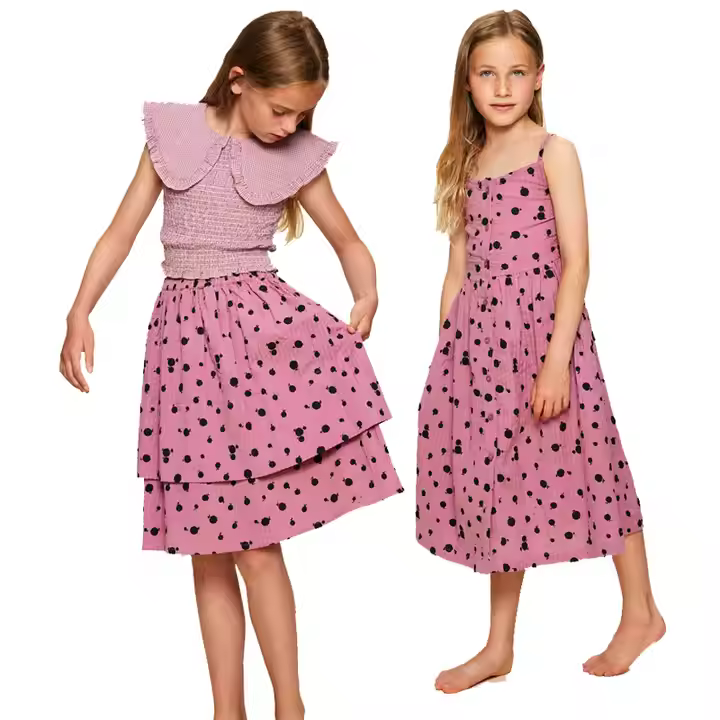 Summer Children Clothing spaghetti strap dress Girls Dresses with Character Print Designers Custom patterns dresses