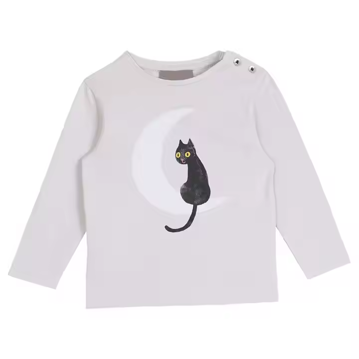 2025 new spring design for girls long sleeve shirt children's lovely clothing cute little cat printed