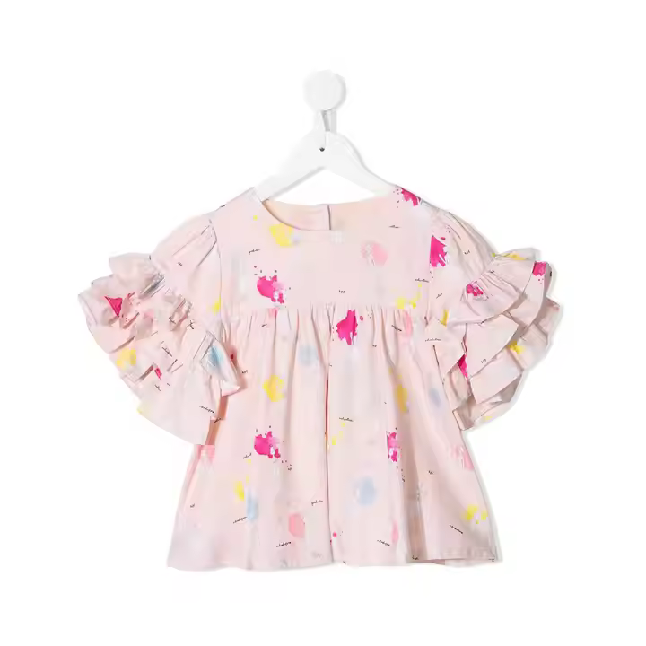 Toddler girls summer blouse with puff sleeves top for special occasion