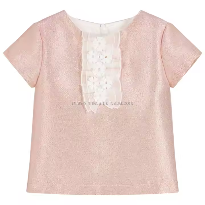 2025 latest design kids girl summer short sleeves T-shirt pure pattern casual style children boutique clothing