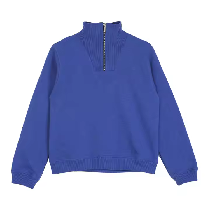 Zipper polo men's hoodie high end quality plain color custom baby boy's hoodies with rib-knit cuff