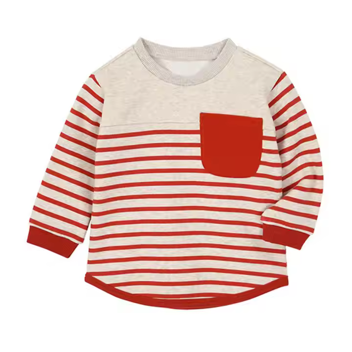 OEM children clothing manufacturer soft cotton material stripes baby boys sweatshirts