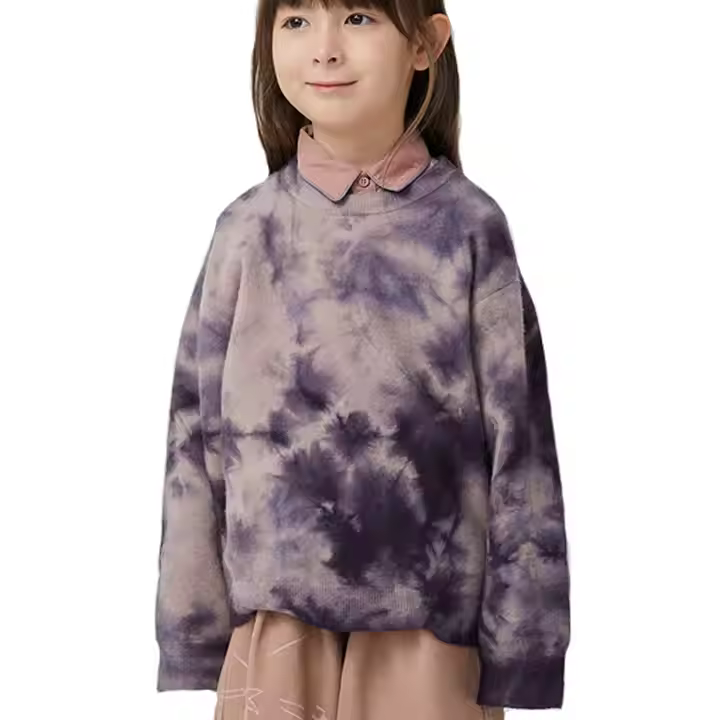 Purple color 2025 newest fashion design tie dye hoodie 100% cotton winter long sleeve neutral customized hoodies