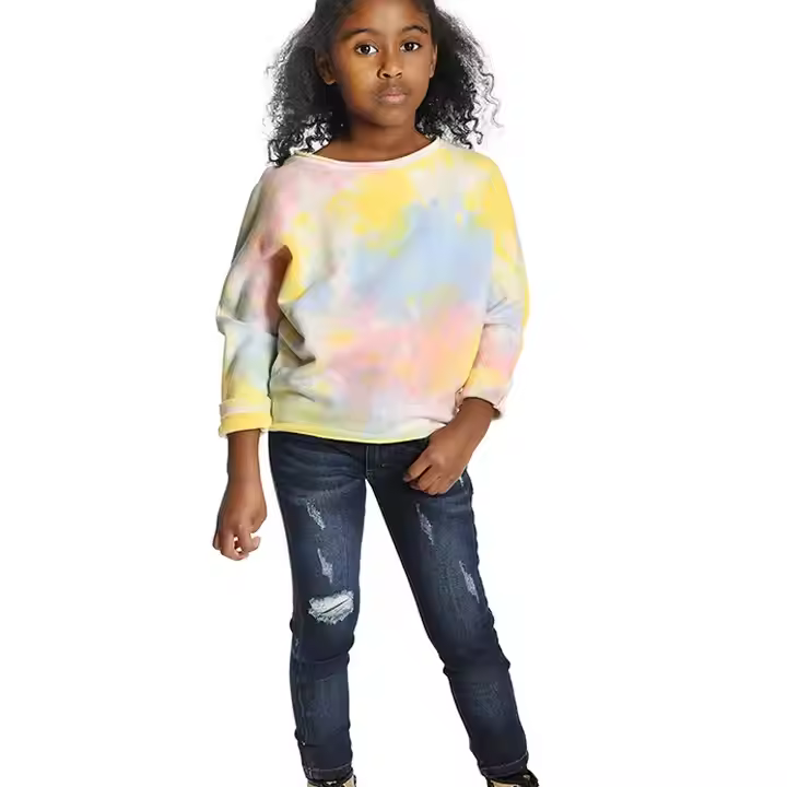 Customized your design colorful fashionable smooth hoodie tie dye kids sweatshirts for baby girl 100% cotton