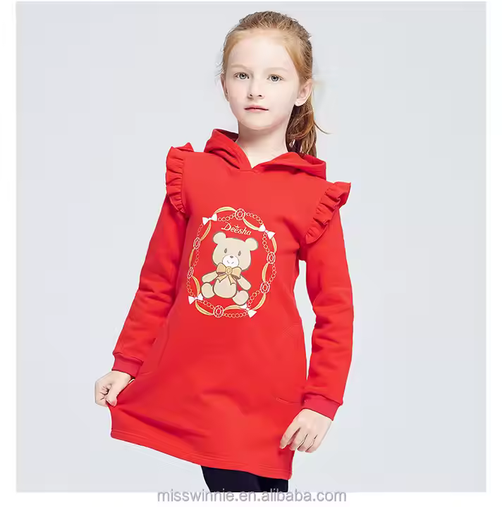 Cartoon printing new design autumn warm girls hoodies custom hoodies