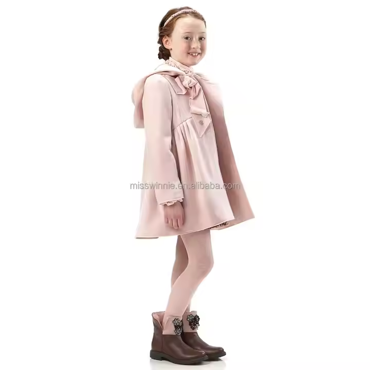 Customize kids clothes girls long coat design with hoodie Guangzhou wholesale children clothing