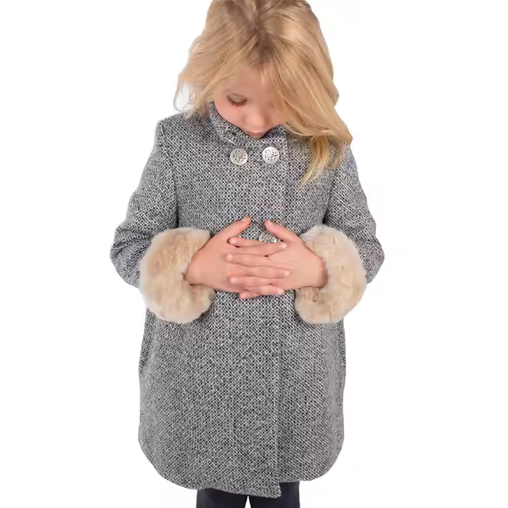 Children's clothing grey winter coats new fashion little girls wool coats for baby girl