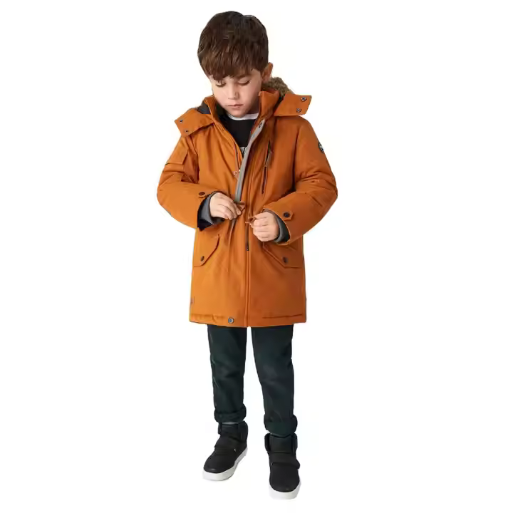 professional custom fashion child coat with fur collar for boys