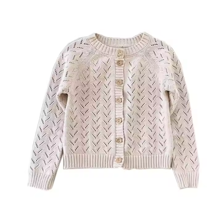 Wholesale Customized Girls fashion knitting pattern cotton sweater kids knitwear girl cardigan