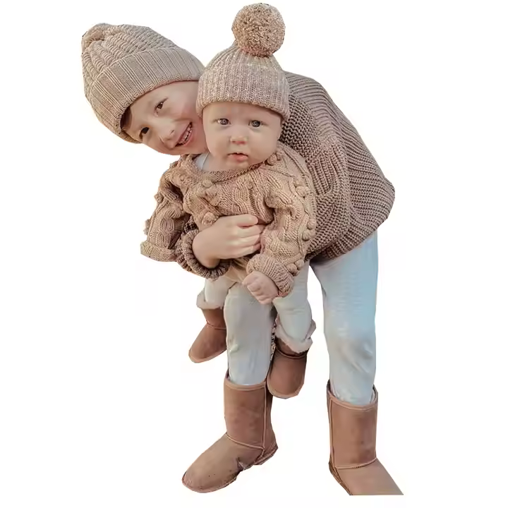 Basic Style Customized High End Round Neck Nature Color Cotton Knitted Toddler Sweater