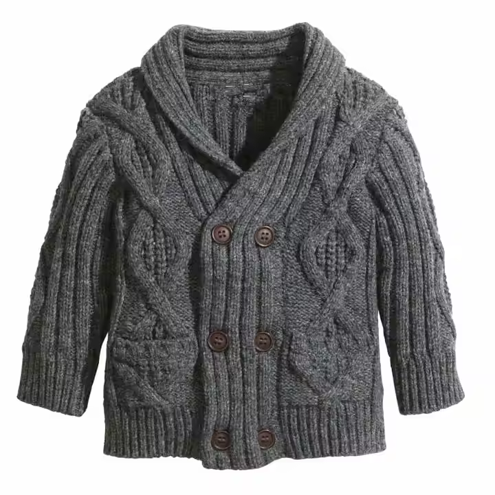 Factory Custom Children's Clothing Winter Long Sleeve Cotton Woolen Knitted Kids Baby Toddler Boys Chunky Cardigan Sweater