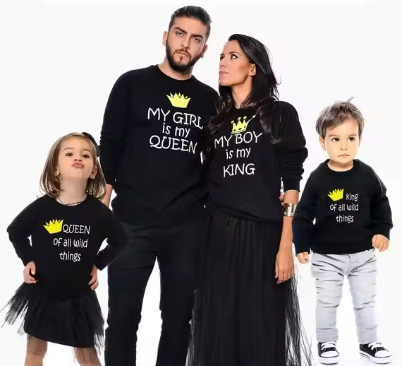 Family Matching Outfits Clothing Couple Matching T-shirt Cute Couple Dress