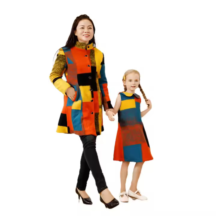 Custom Your Own Design Woolen Children Coat Mommy and Me Family Matching Outfit