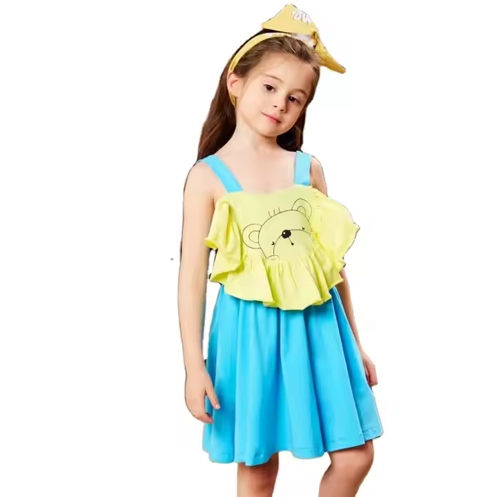 Hot Selling Cute Girls' Pajamas Breathable Summer Sleeping Dress Made of Jersey Fabric by Manufacturer