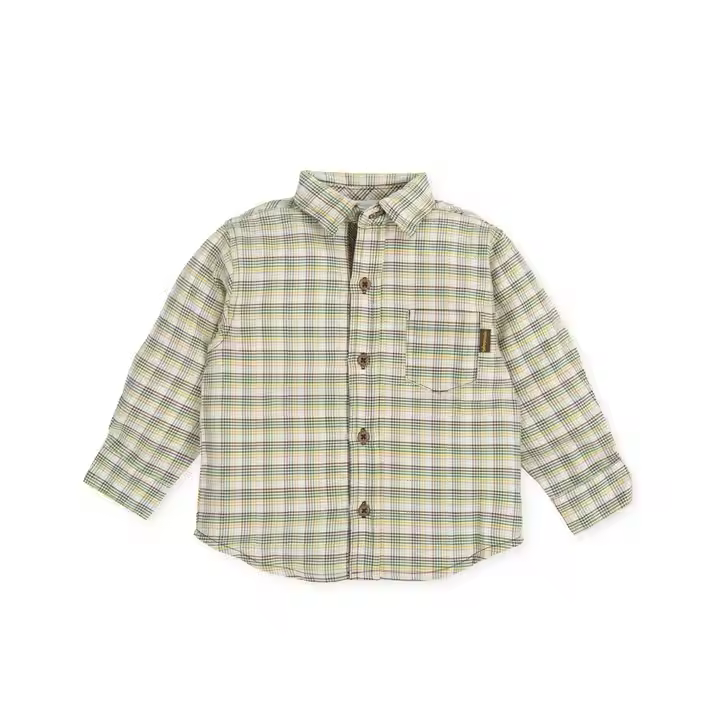 Popular Kids Fashion Design Long Sleeves Shirt Stripe Pattern Contrast Color Guangzhou Children Boy Clothes