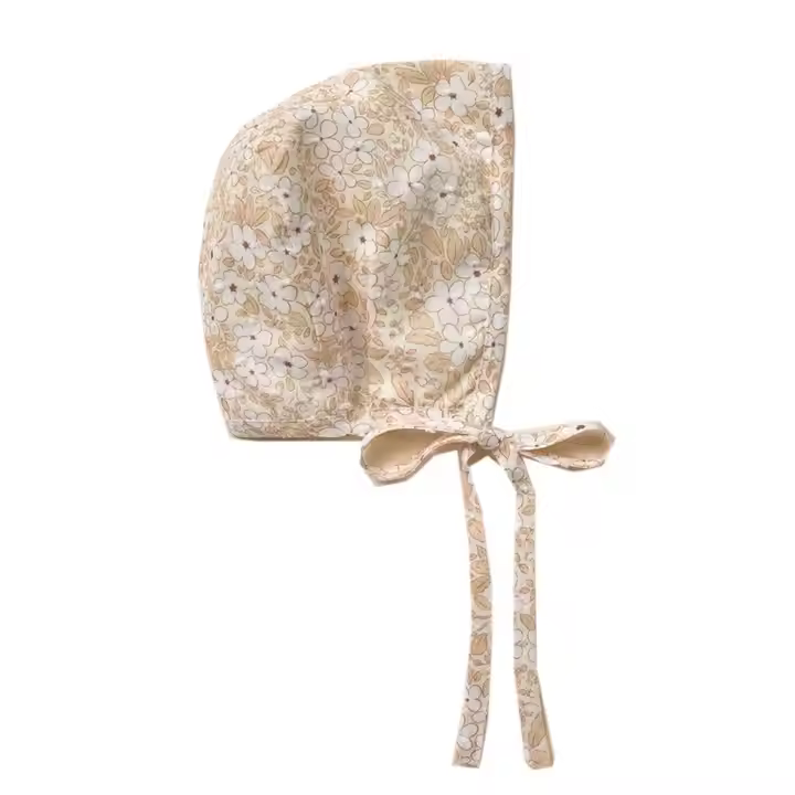 Personalized Custom Baby Accessories 0-18M Floral Bonnet Cotton Baby Hat for Girls Summer Princess Newborn Beanie