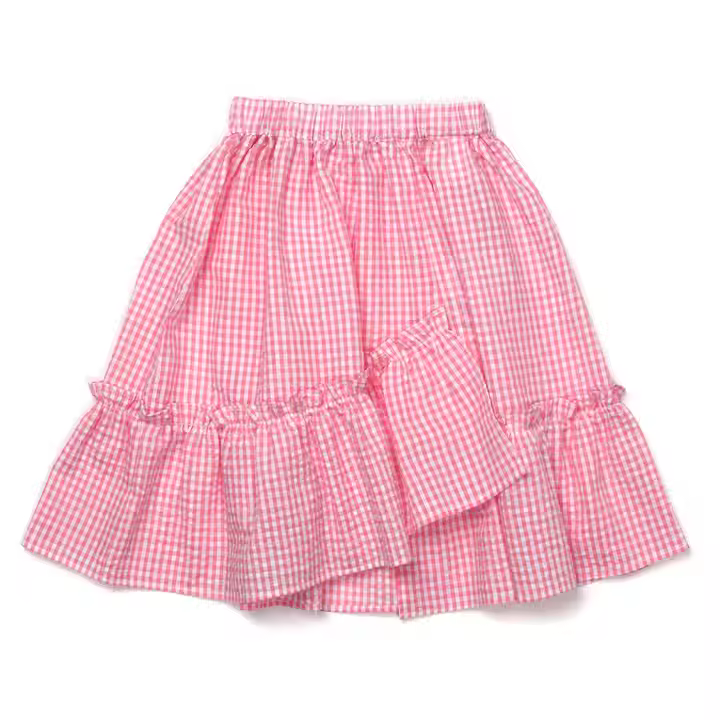 Summer Toddler Baby Girls Plaid Skirt Cotton Light Weight Casual Pink Skirts for Kids