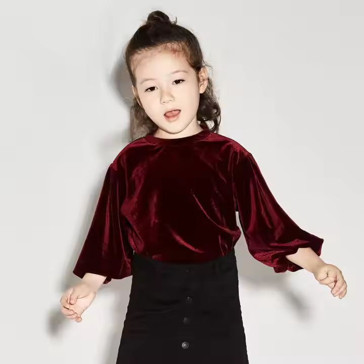 OEM & ODM Newest Baby Frock Designs Girls Velvet Tops