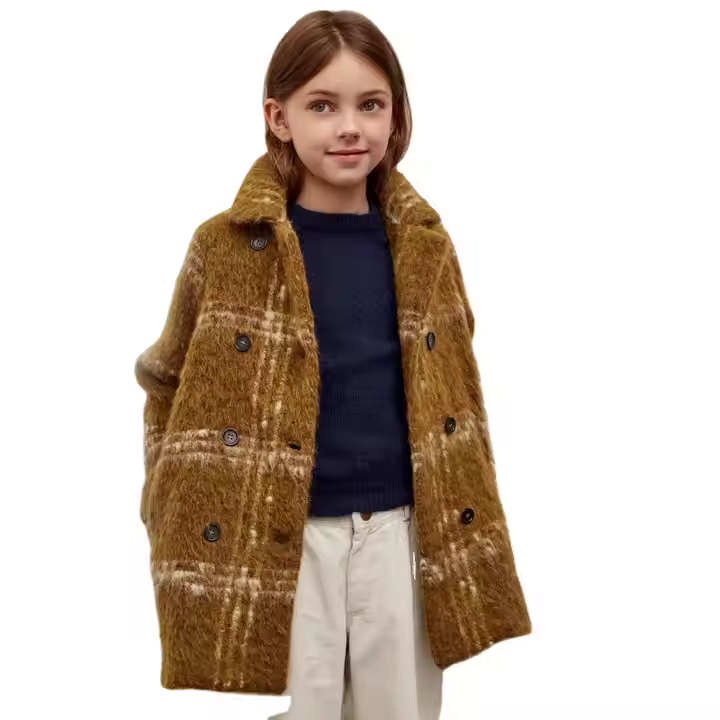2025 European Style Children Fashion Coat Long Winter Coats for Girls