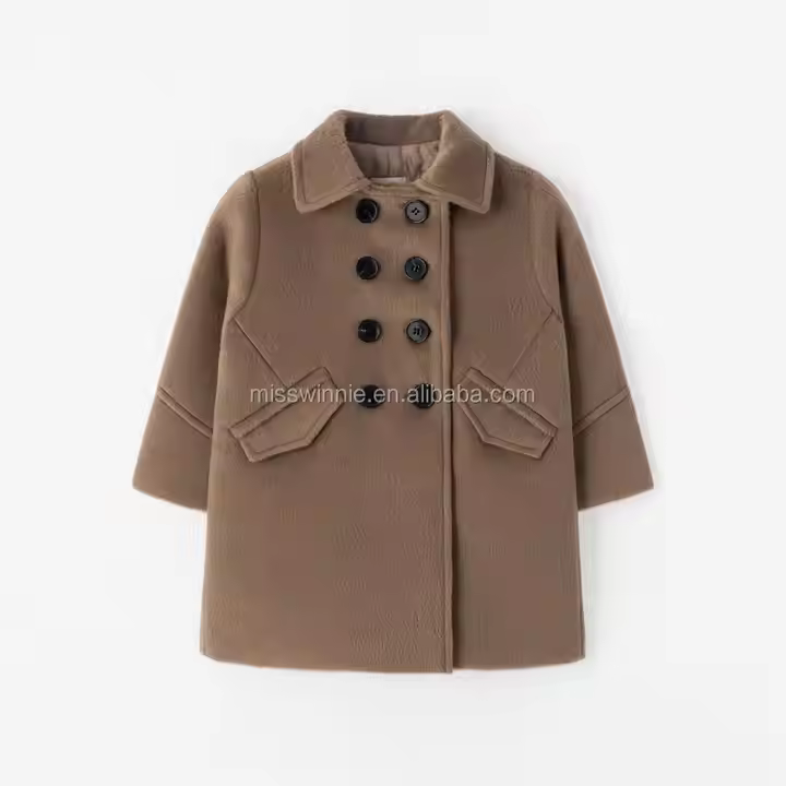 Children Girl Winter Coat Pure Pattern Casual Style Wholesale Kids Clothes