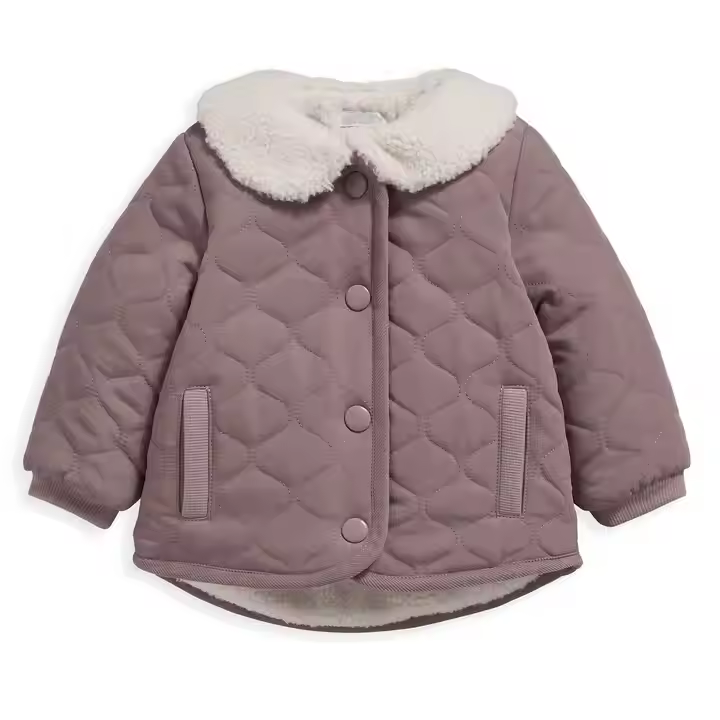 Custom Wavy Pattern Quilted Baby Coats for Children Fleece Lining Winter Jacket Kids Toddler Girls Jackets&outwear Baby Jackets