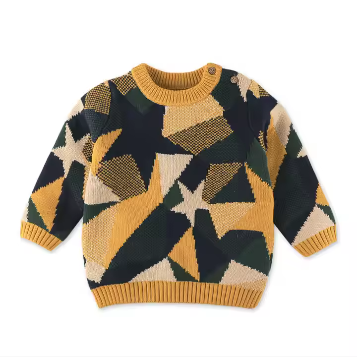 OEM and ODM Private Label Vintage Crew Neck Cotton Boutique Baby Kids Wear Woolen Sweater New Designs for Toddler Boys Sweater