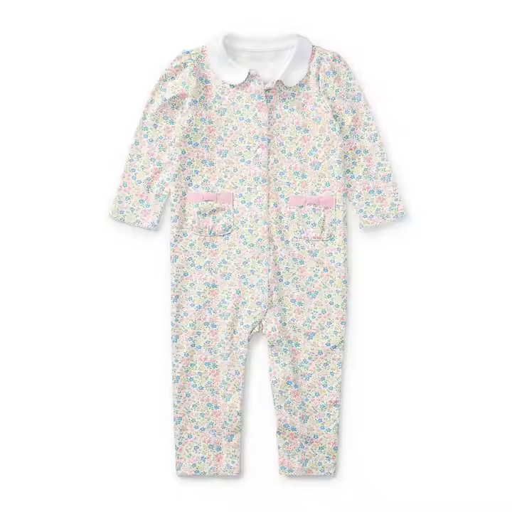 OEM & ODM Reliable Garment Manufacturer Custom Baby Clothes Cotton Romper With an All Over Floral Print