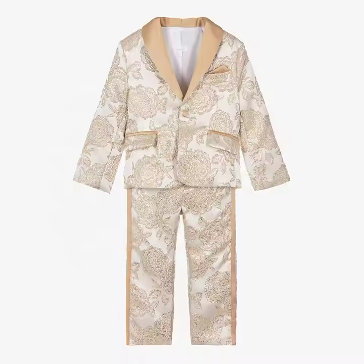Custom High Quality Long Sleeve Children's Suit Boy Girls Formal Wear With Embroidery for Wedding Host Event Kids Cloth Factory