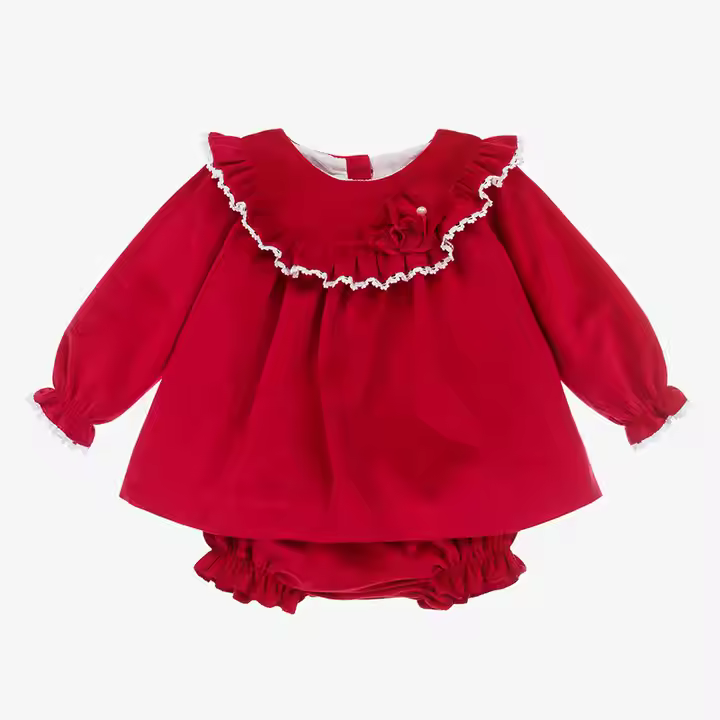 Christmas Clothing Set Long Sleeve Ruffle Blouse and Bloomers 2 Pieces Baby Girl Clothes 2-3 Years Winter