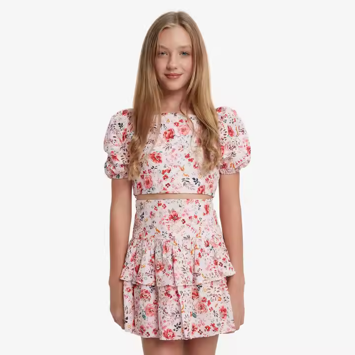 girls flower white dress