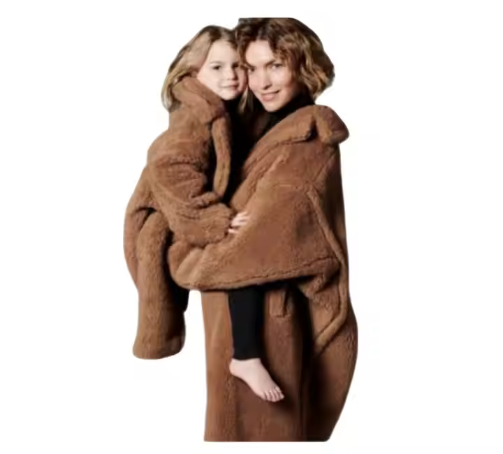 Family Outfit Lamb Fur Outfit Brown Warm Thick Winter Clothes Custom Gaoteng Manufacturing Family Matching