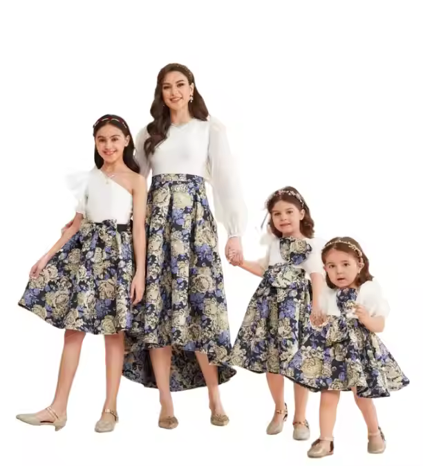 Sister Dress Mon and Me Family Matching Outfit Big Bow Flora Design Custom Gaoteng Manufacturing