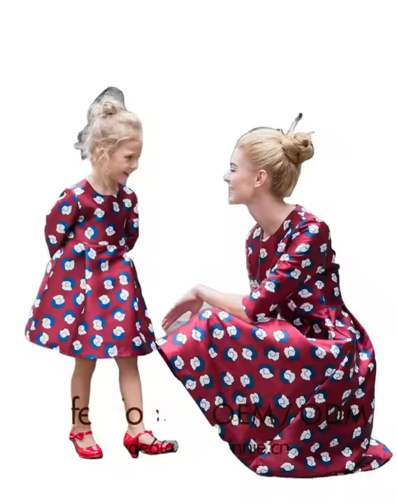 OEM Custom Made Fashion Mother and Daughter Cotton Printing Dress Girls Dress Children Clothing