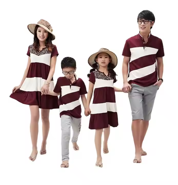 Quality Cotton New Designs Family Matching Clothing Latest Family of Four Summer Wear