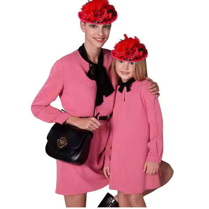 Outfits Dress With Bow Collar Parent-child Matching Collection Clothing Guangzhou Manufacturer