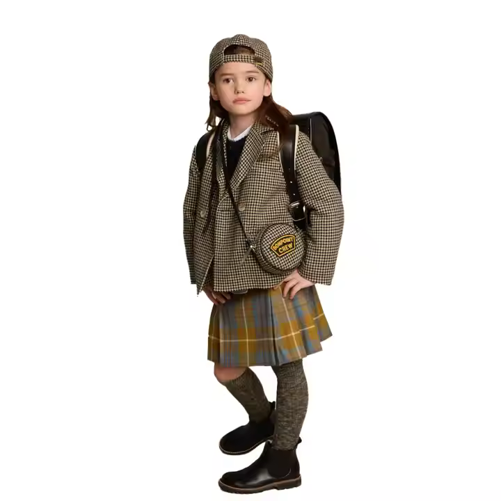 New Casual Solid Design Woolen Fabric School Uniforms for Boys and Girls Primary and Secondary School Clothing Sets