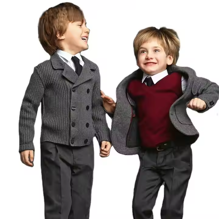 Boys Uniform Set Suit Tweed Plain Winter Style Customization Design Production Guangzhou Manufacture
