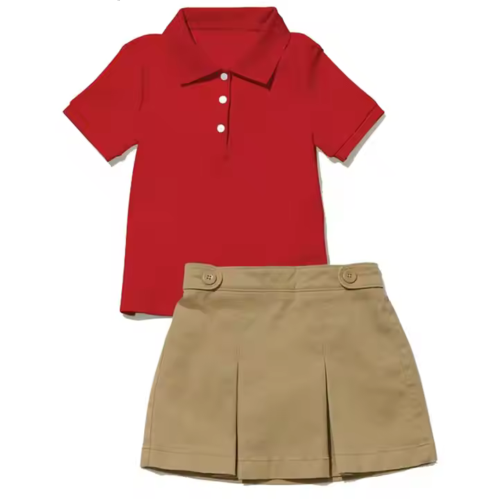 30 Years Experience Custom Children Clothing Primary School Cotton 2 Pcs Dress Set Girls High Ending Summer Kids Unifo