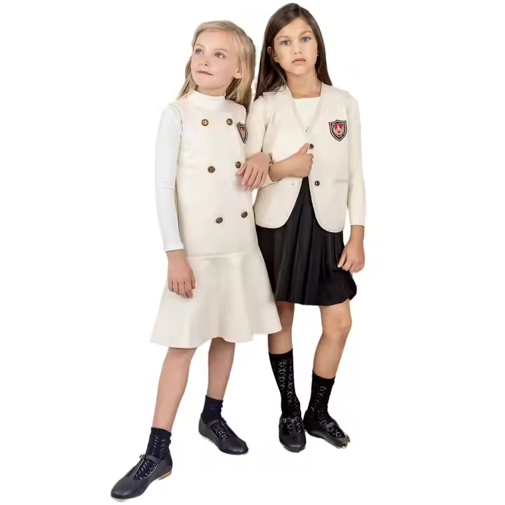 Custom Western Style School Uniforms for Children Girl Boy From 2 to 12 Years Dress Cardigan Jacket Kids Clothing for School