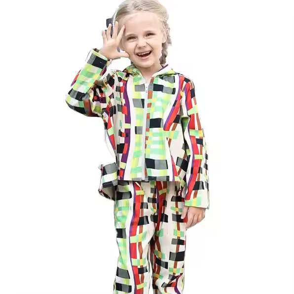 Customized Clothing Kids Girl Outfits Coat and Pant Set Corduroy Multicolor Children Clothing Set