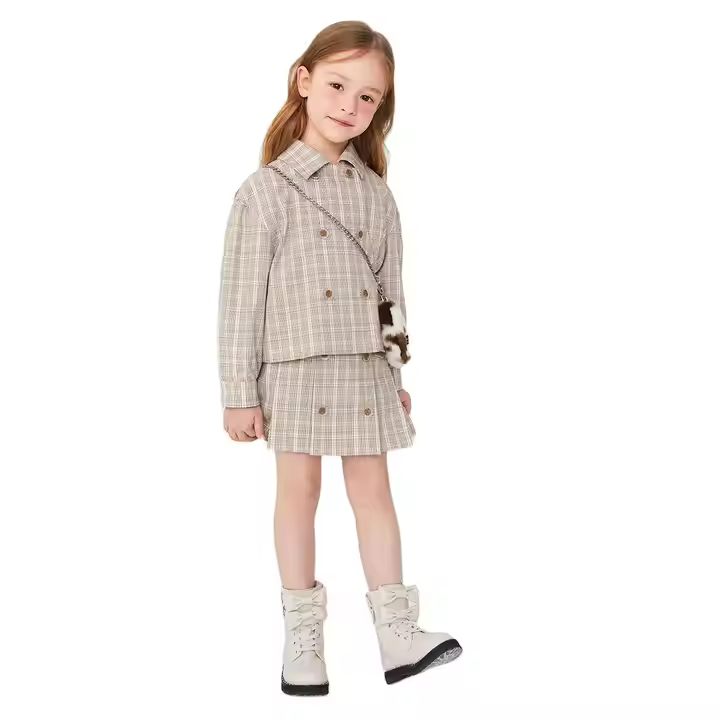Autumn and Winter College Style JK Uniform Plaid Suit Kids Girls Skirts 2 Pieces Sets School Uniform