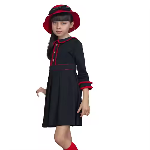 Customized Hot Sell Girls Solid School Uniform High Quality School Dress for Primary Kids in Girls Dresses Kids