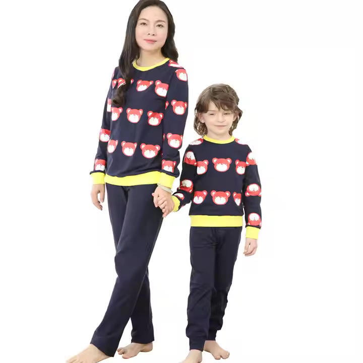 Breathable Winter Printed Cotton Pajamas for 5-8 Year Old Girls Jersey Fabric Baby Girl Sleepwear